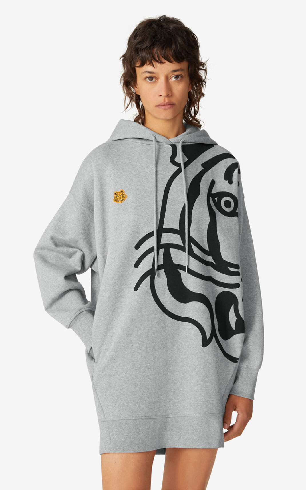 Robe Kenzo K Tiger oversized hooded sweatshirt Femme Grise | RKAF-72430